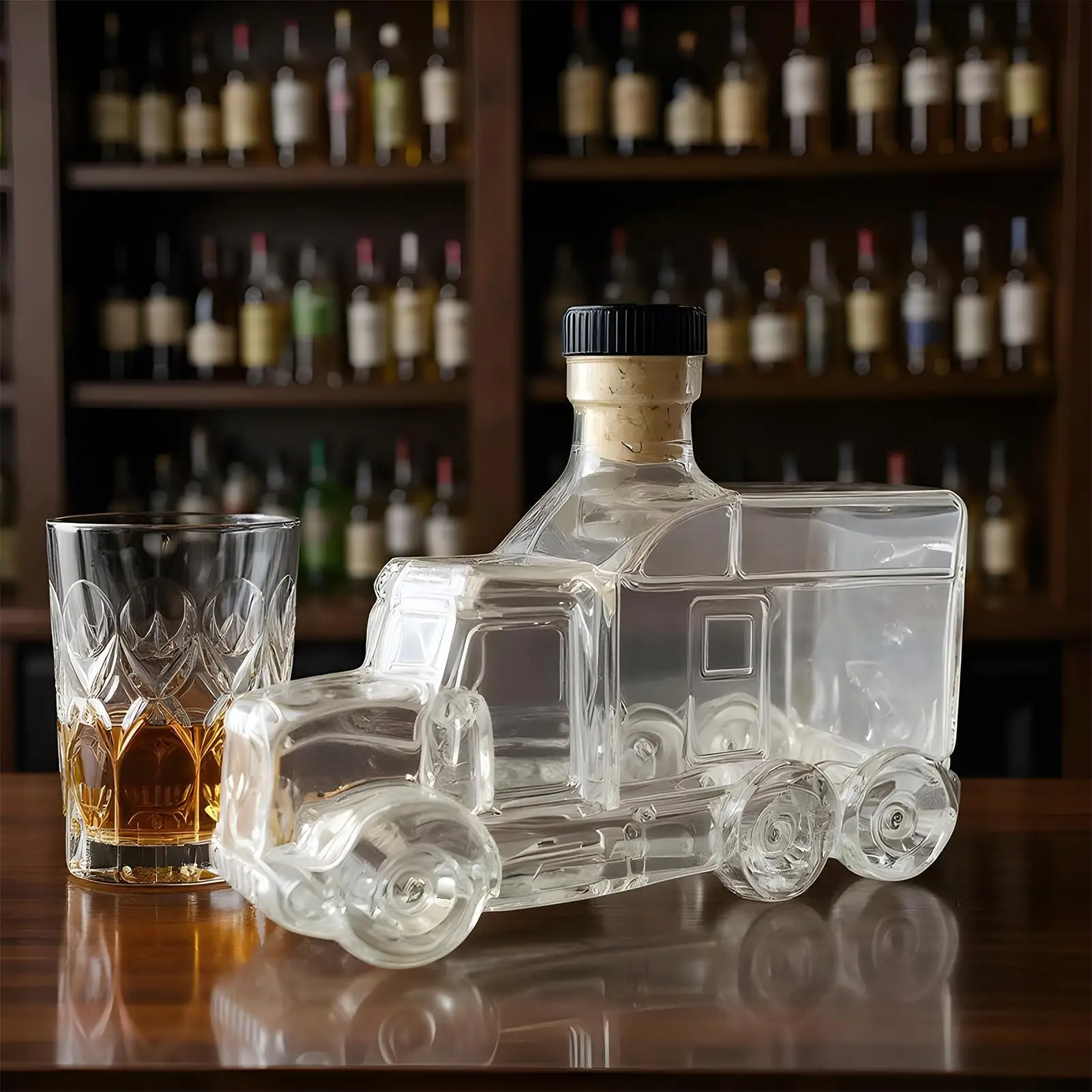 Wine Beer Truck - Autoglas Wijnfles Halve Truck Whisky Decanter