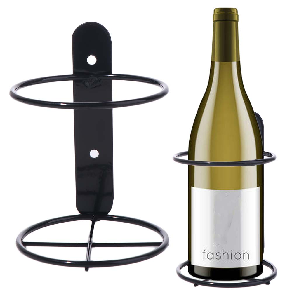 Wine Rack Wall Mount - IJzeren wandgemonteerde wijnfleshouder, eenvoudig zwart, voor