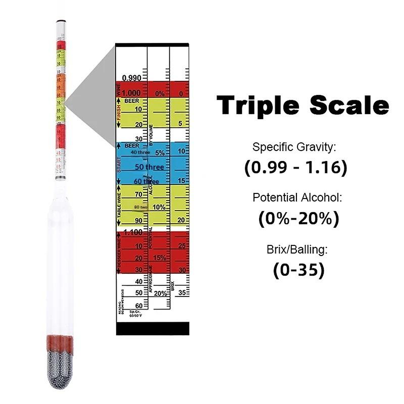 Wine Beer Cider - ● 1 stuk 3-schaal hydrometer voor