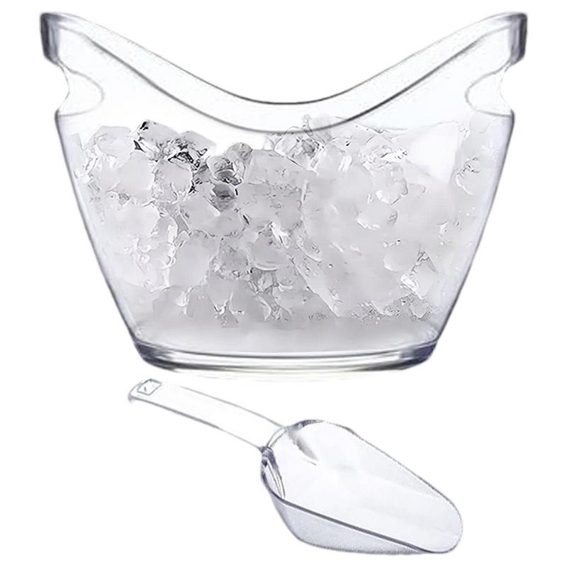 Ice Bucket Silver - Doorzichtige ijsemmer Drankkuip met 2 schepjes