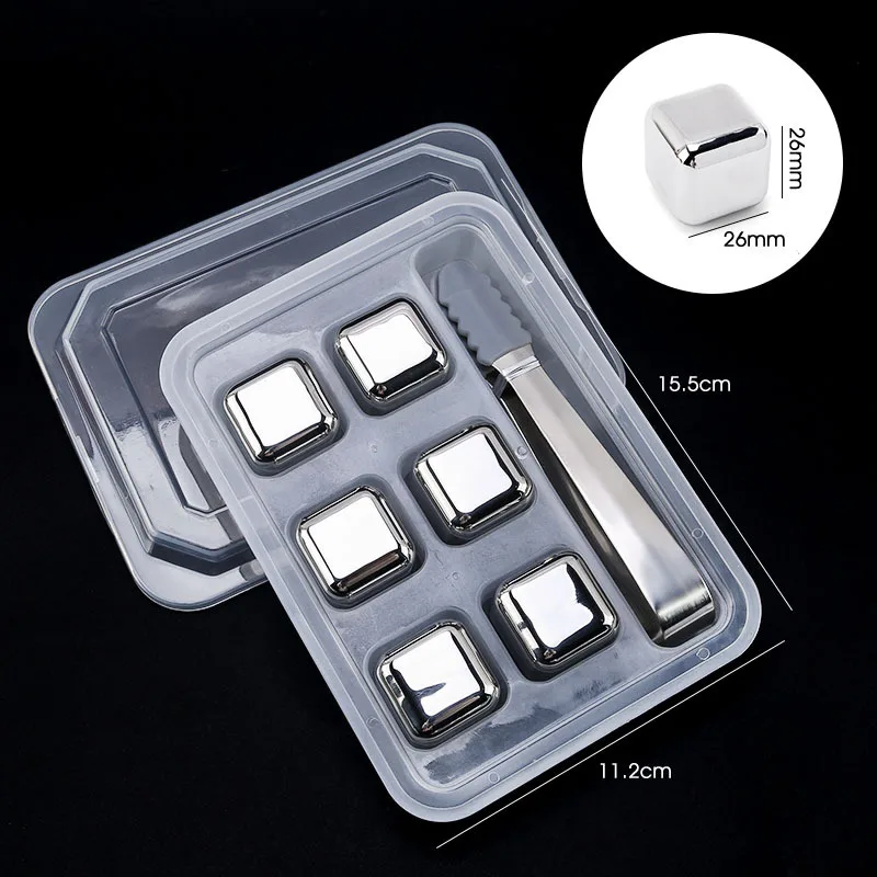 Whiskey Stone Set - Bar Tool 4/6/8 Stuks RVS IJsblokjes