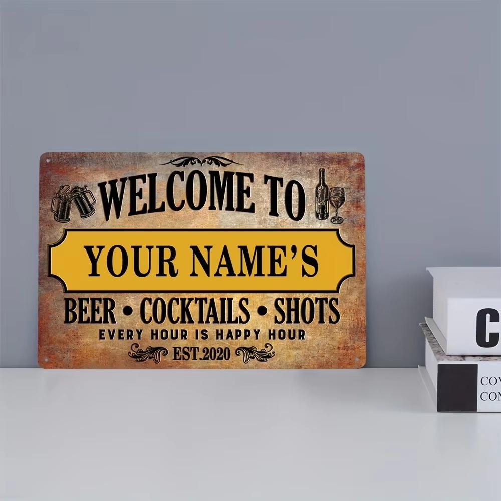 Beer & Wine Jockey Plaza Shopping - Aangepaste welkomstbiercocktailbar metalen bord, gepersonaliseerde vintage
