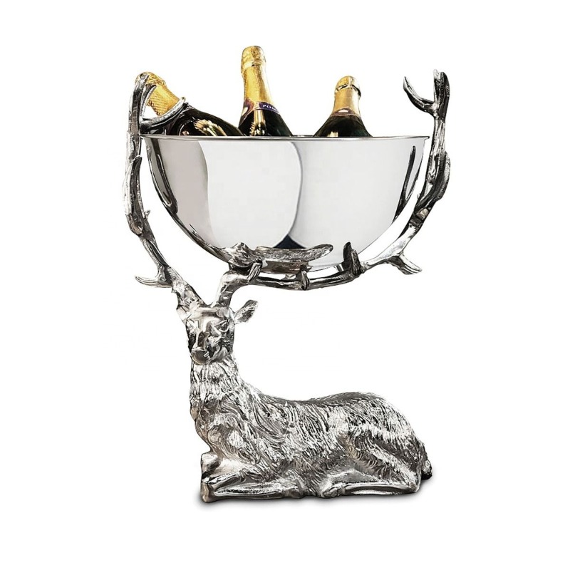 Ice Bucket Silver - Rustpodium herten champagne ijsemmer opvallend ontwerp
