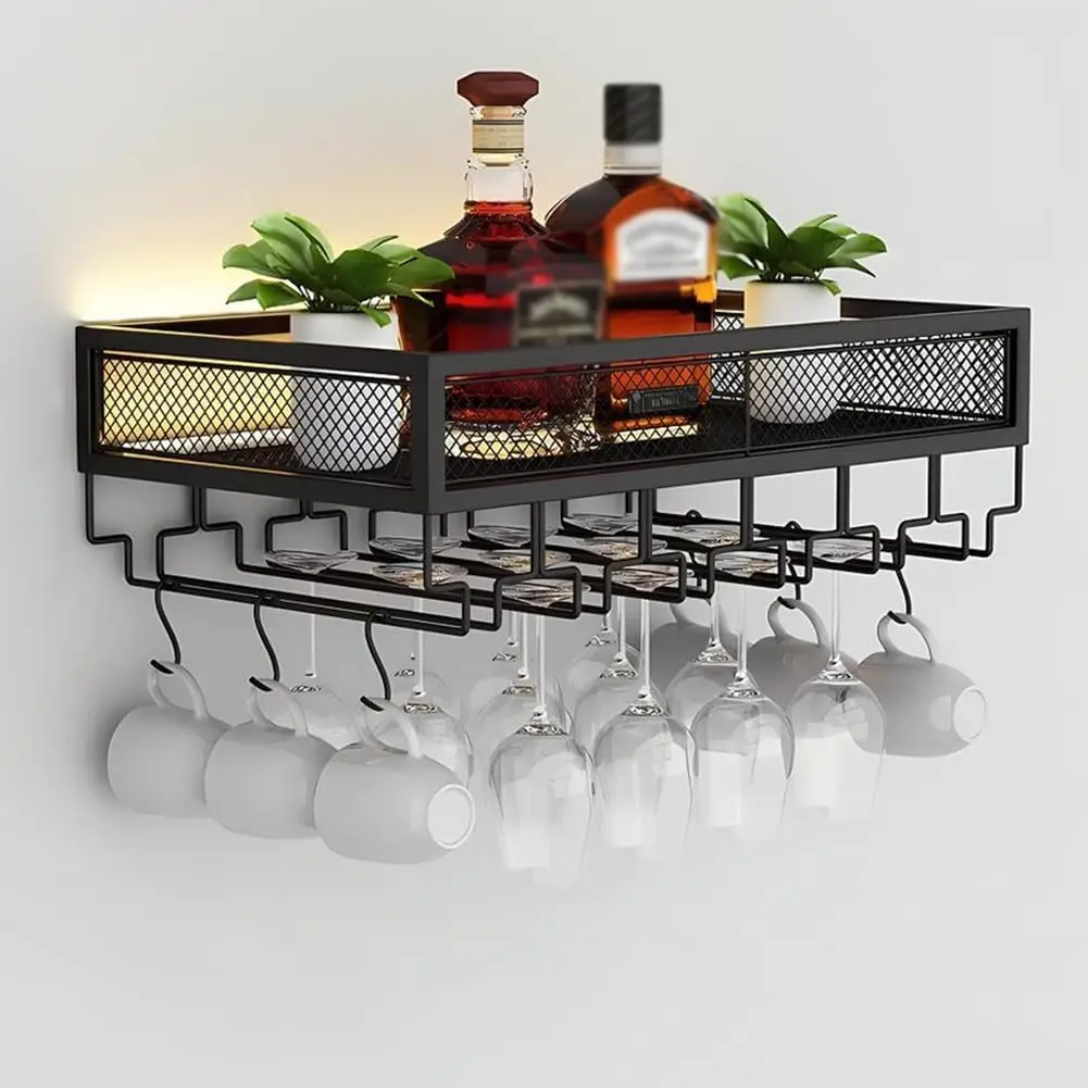 Wine Rack Wall Mount - Wijnrek voor wandmontage met LED-verlichting &