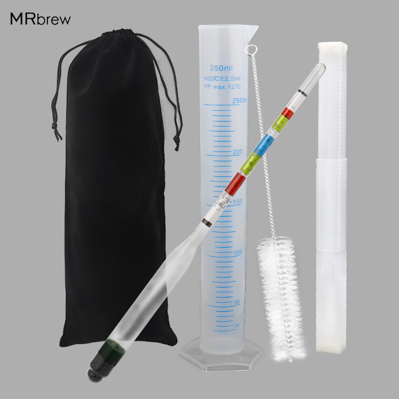 Wine Beer And Mead - Hydrometer & Plastic Testpot, Drievoudige Schaal