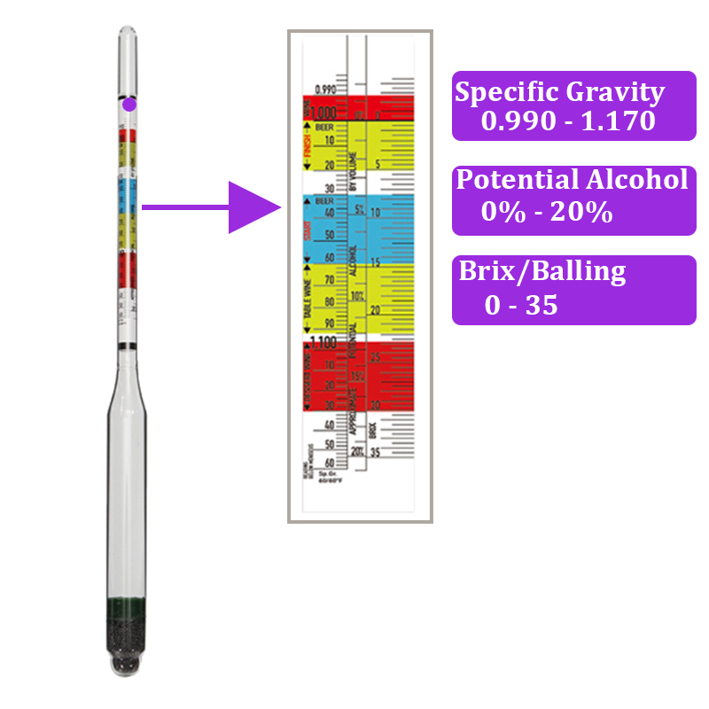 Triple Schaal Hydrometer Bier  - Wine Beer Cider recensie en prijs