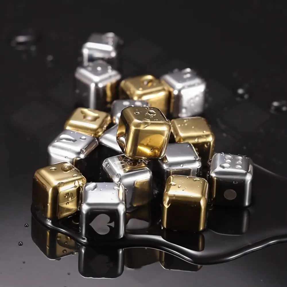 Goud en zilver metalen koelrot - Whiskey Stone Set recensie en prijs