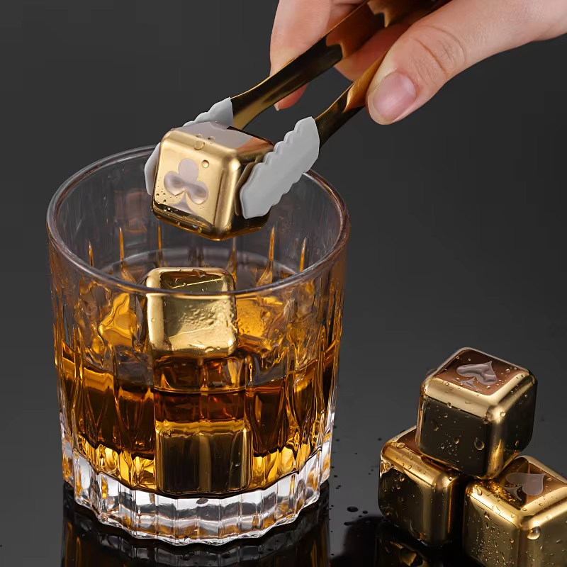 Goud en zilver metalen koelrot - Whiskey Stone Set recensie en prijs