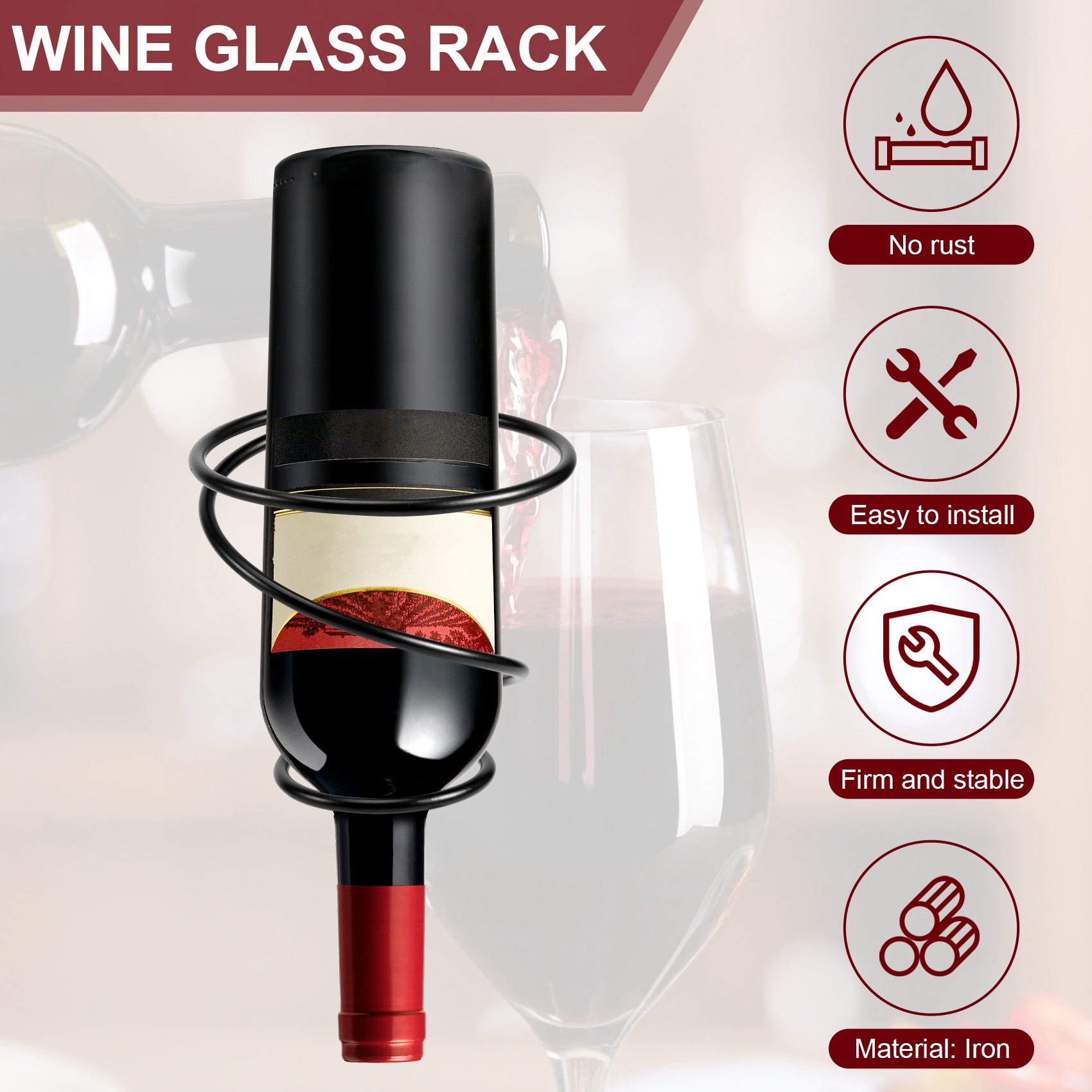ABGH-Pack van 6 wandgemonteerd - Wine Rack Wall Mount recensie en prijs