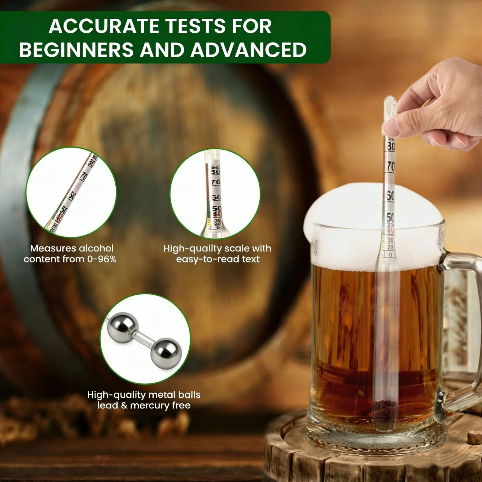 0-96% Glazen Alcoholhydrometer - Wine Beer And Mead recensie en prijs
