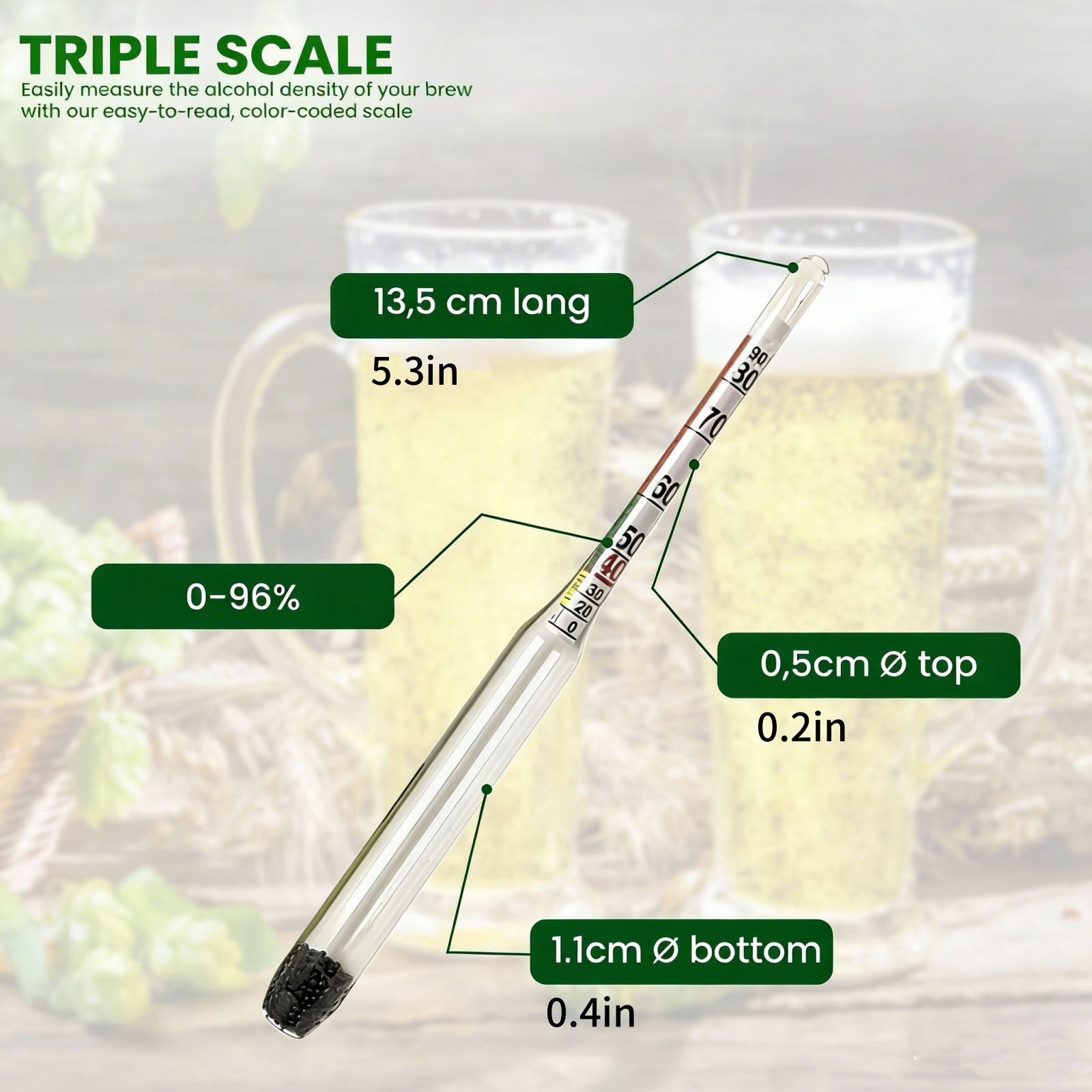 0-96% Glazen Alcoholhydrometer - Wine Beer And Mead recensie en prijs