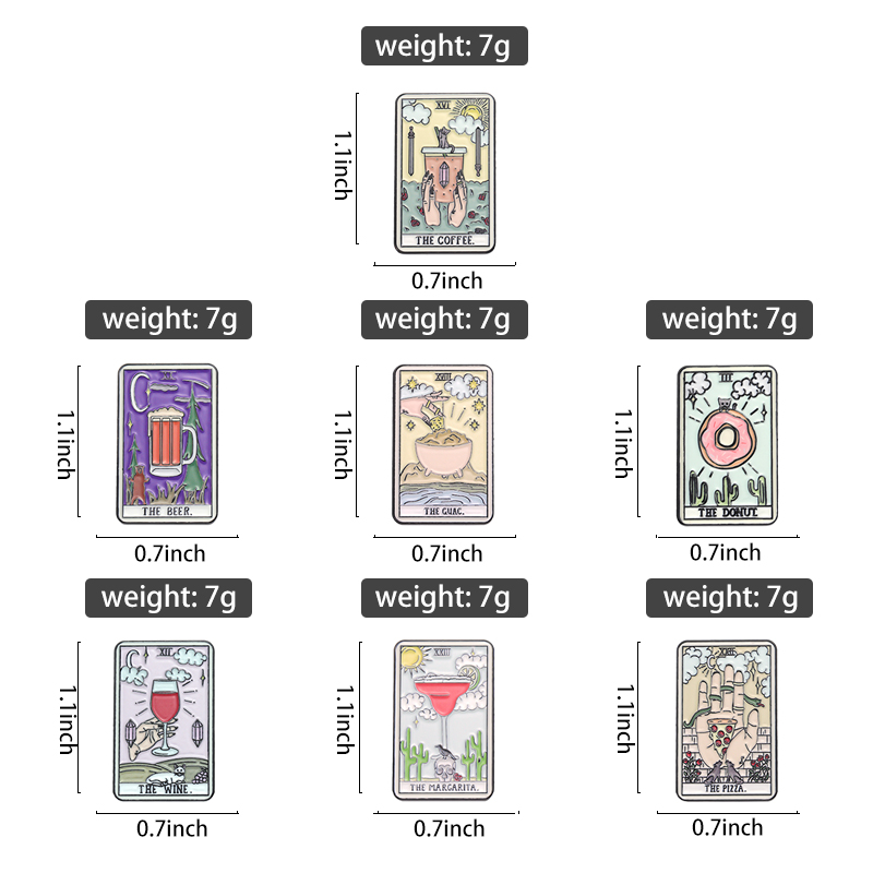 Tarot Emaille Pin Badge Kaart  - Wine Beer Pizza recensie en prijs